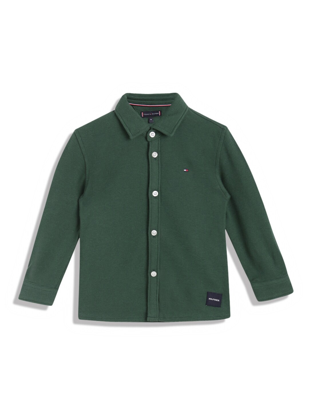 

Tommy Boys Spread Collar Opaque Cotton Casual Shirt, Green