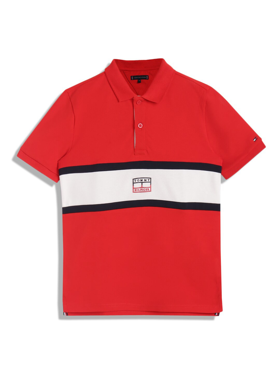 

Tommy Hilfiger Boys Colourblocked Polo Collar T-shirt, Red