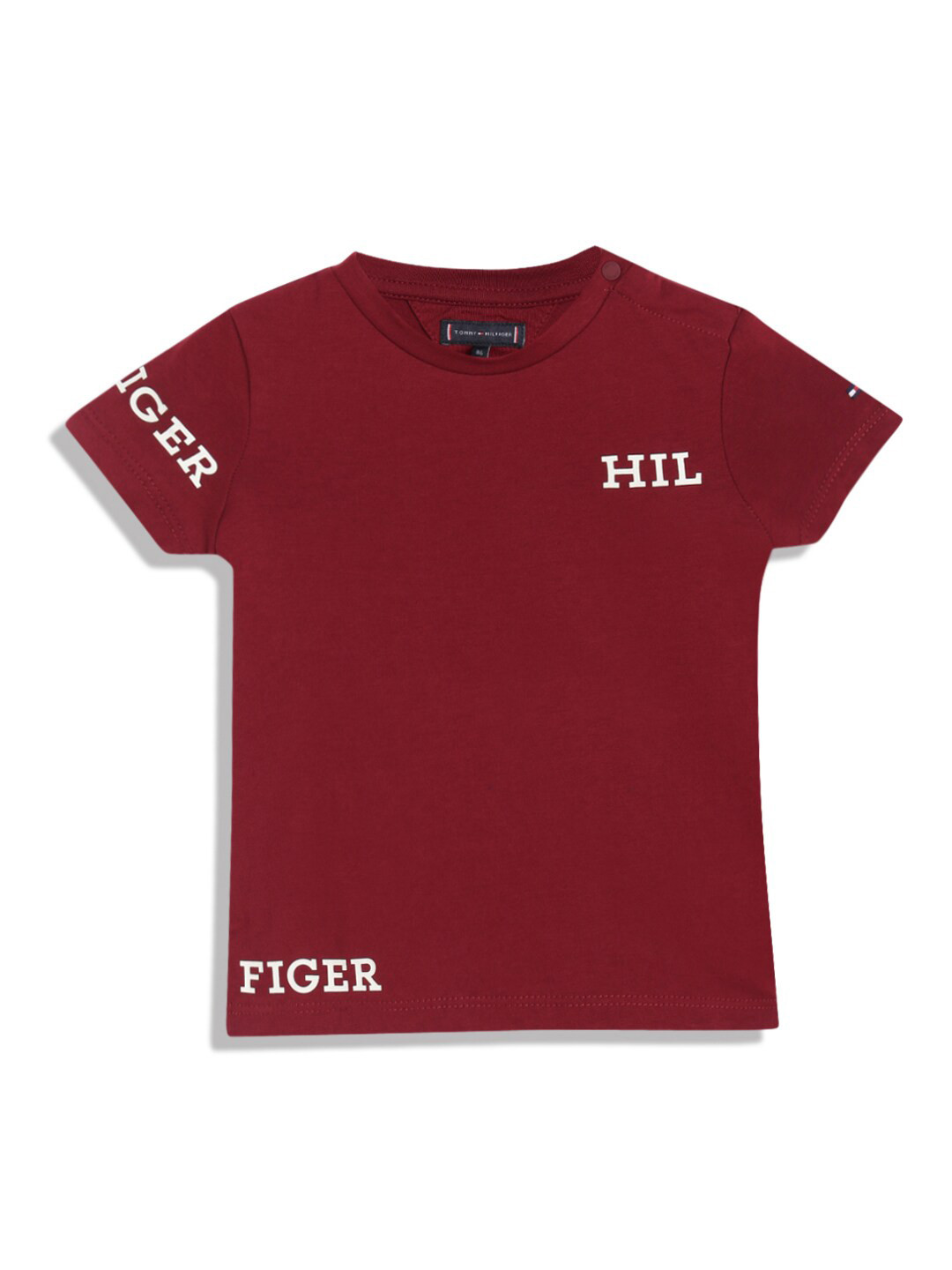 

Tommy Hilfiger Boys Brand Logo Printed Pure Cotton T-shirt, Red