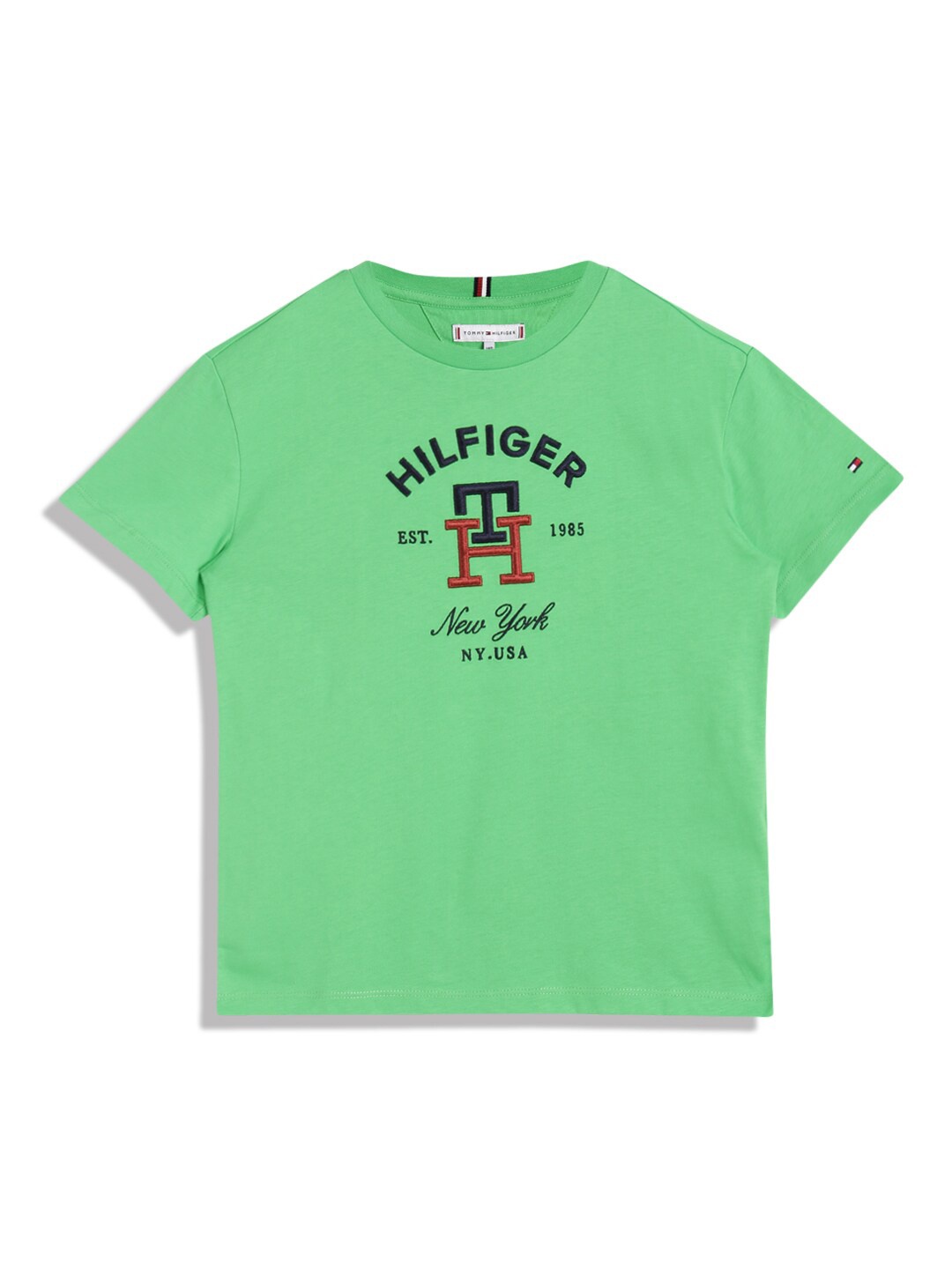 

Tommy Hilfiger Boys Typography Printed Regular Fit T-shirt, Green