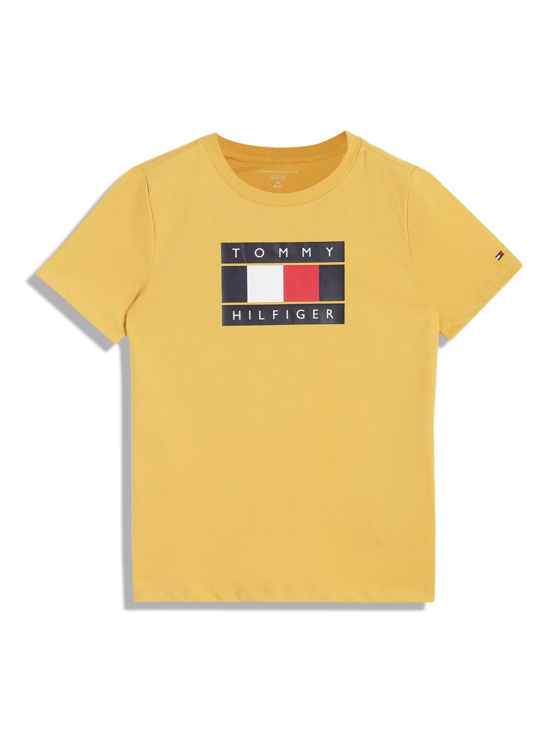 

Tommy Hilfiger Boys Typography Printed Cotton T-shirt, Yellow