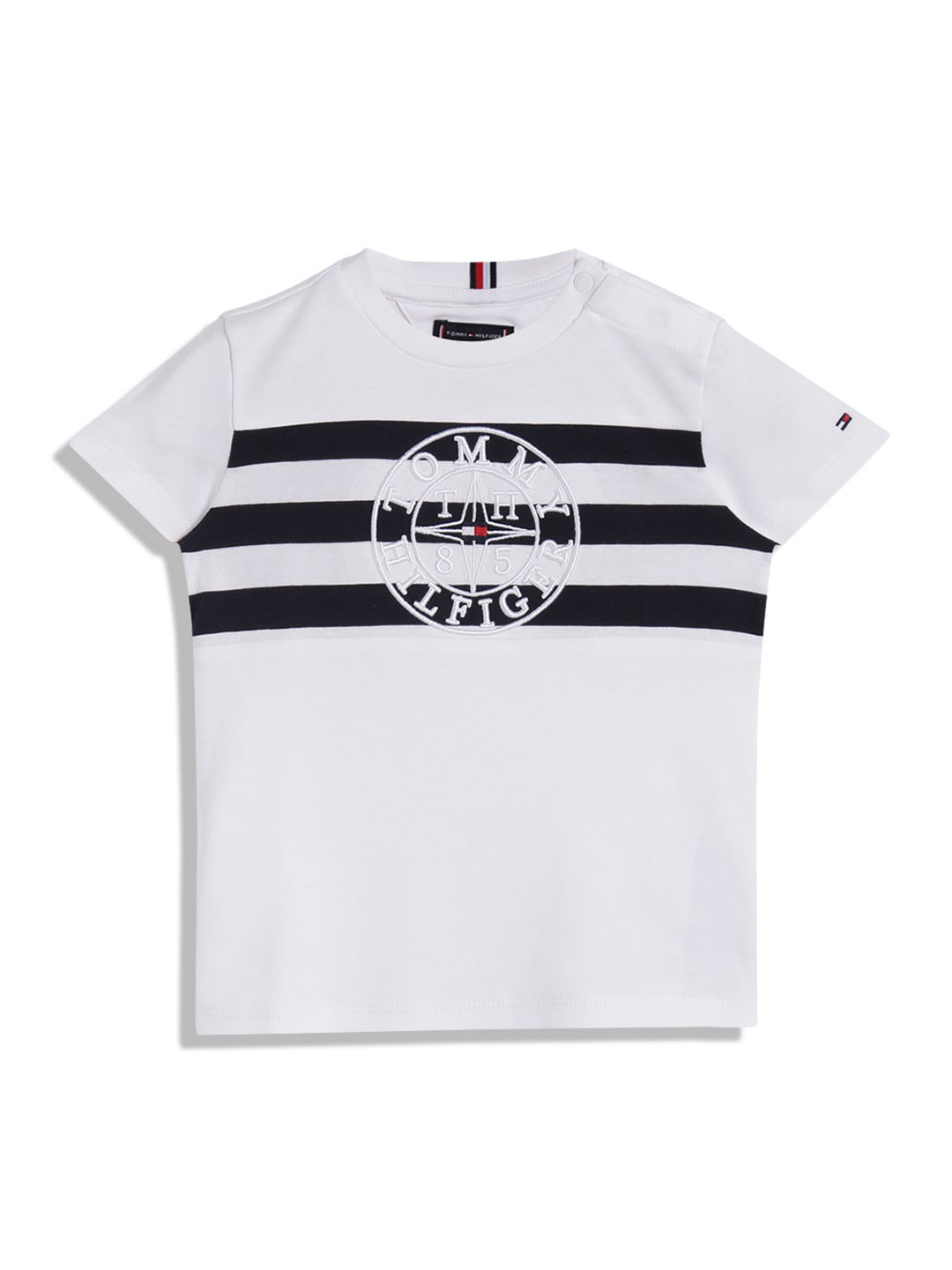 

Tommy Hilfiger Boys Striped Cotton T-shirt, White