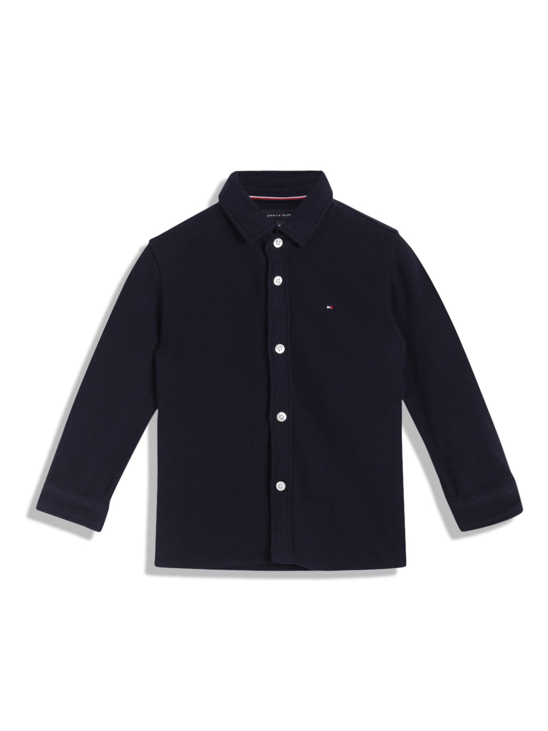 

Tommy Hilfiger Boys Spread Collar Opaque Cotton Casual Shirt, Navy blue