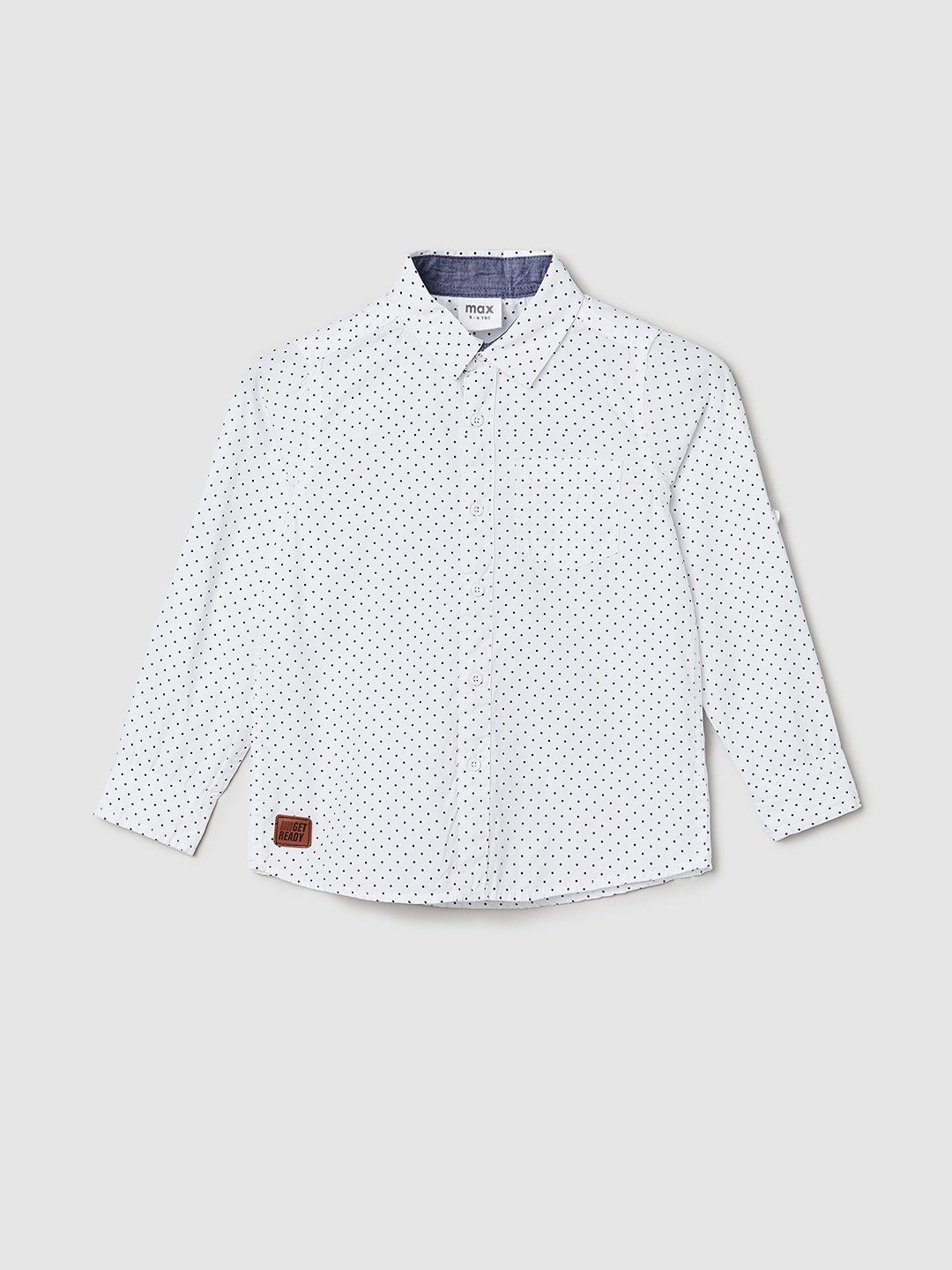 

max Boys Polka Dots Printed Pure Cotton Casual Shirt, White