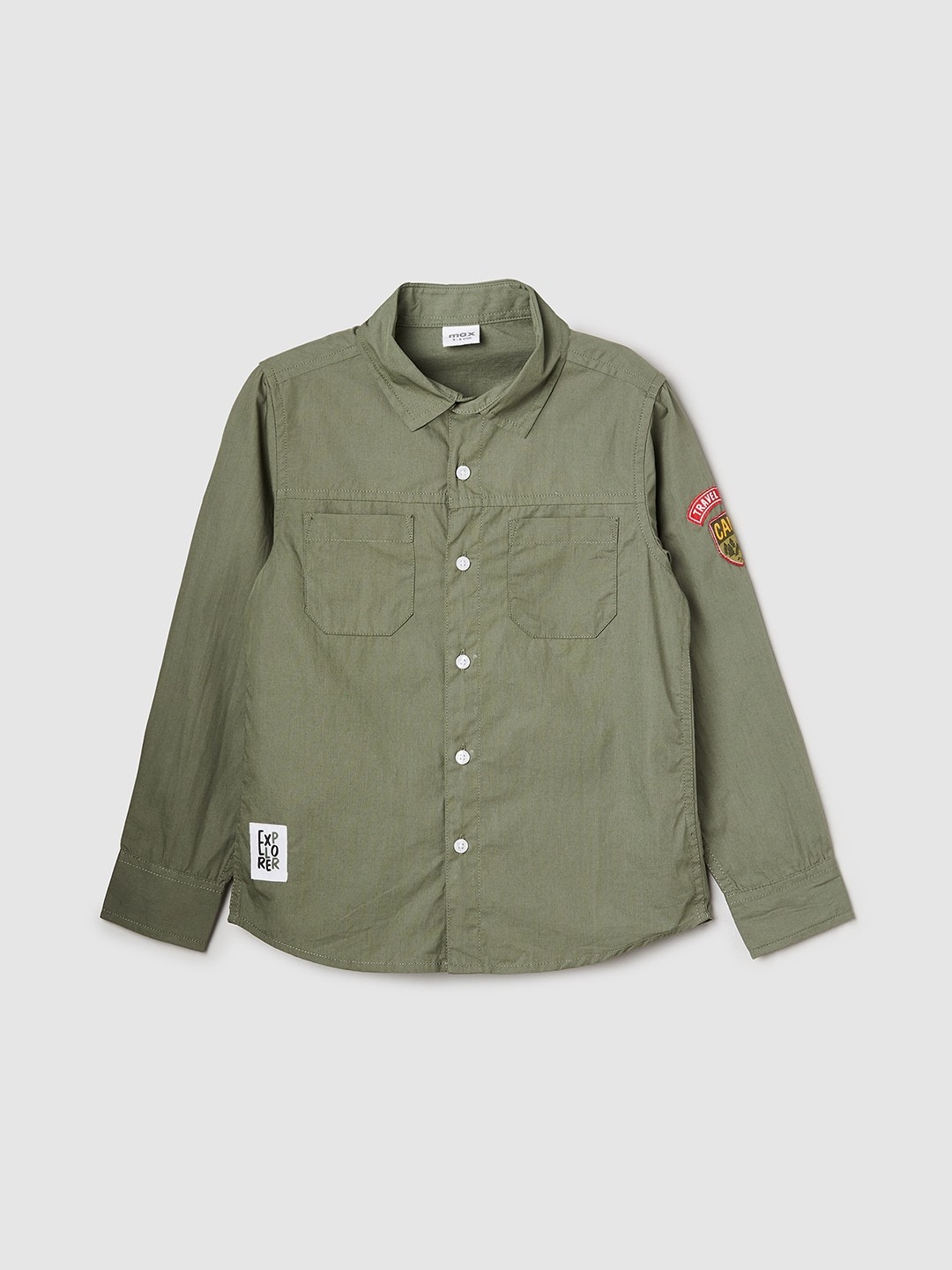 

max Boys Pure Cotton Casual Shirt, Green