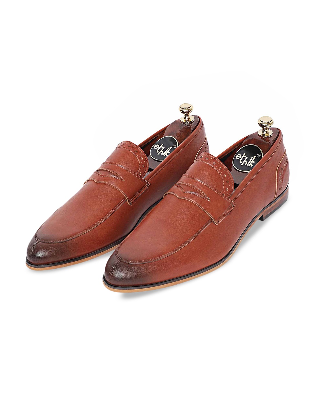 

Ethik Men Perforated Formal Loafers, Tan