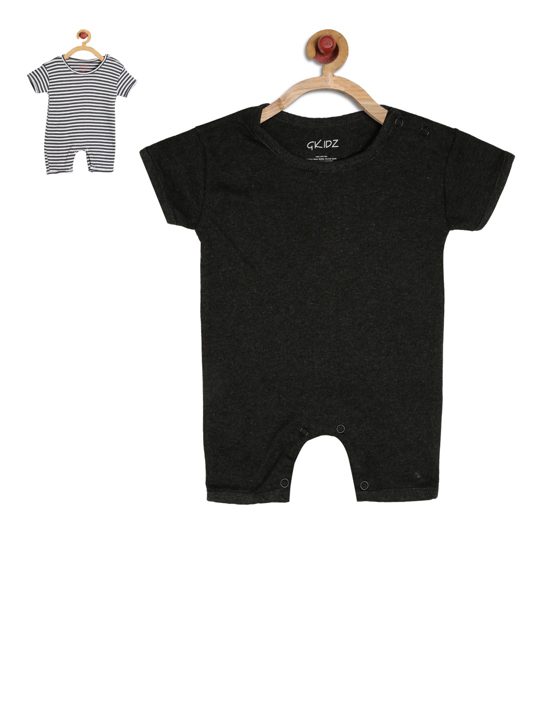 

GKIDZ Kids Unisex Pack of 2 Rompers, Charcoal