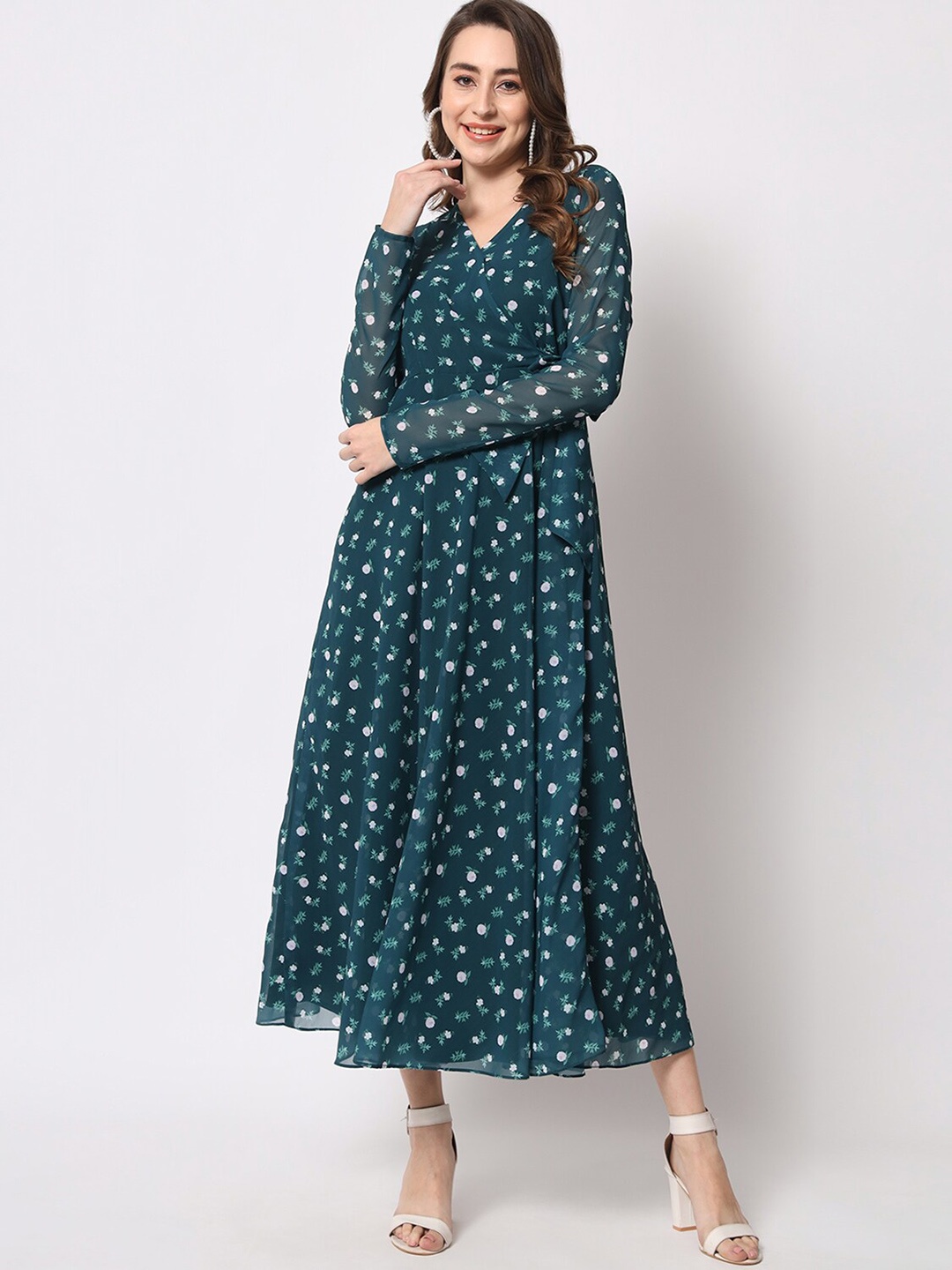 

KALINI Floral Printed Fit & Flare Maxi Dress, Green