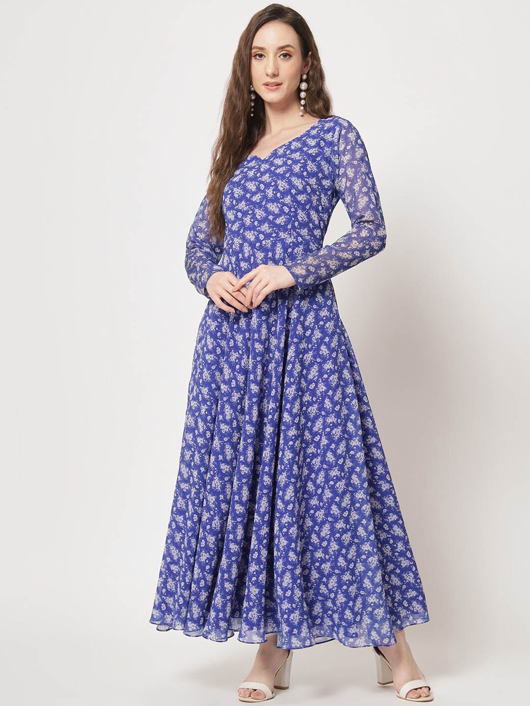 

KALINI Floral Printed Fit & Flare Maxi Dress, Blue