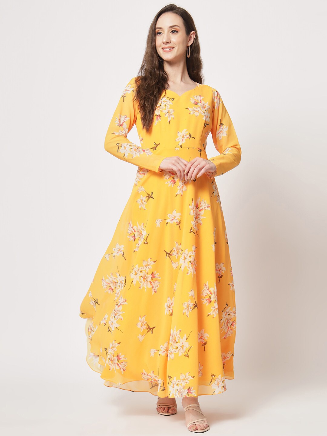 

KALINI Floral Printed Fit & Flare Maxi Dress, Yellow