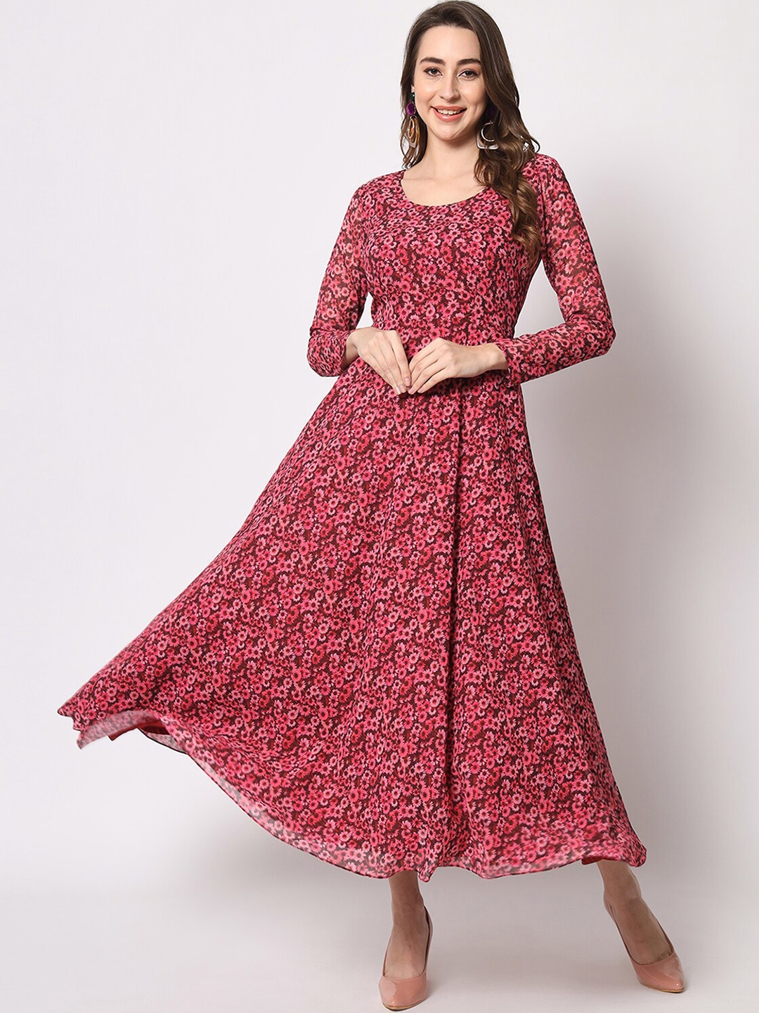 

KALINI Floral Printed Fit & Flare Maxi Dresses, Pink