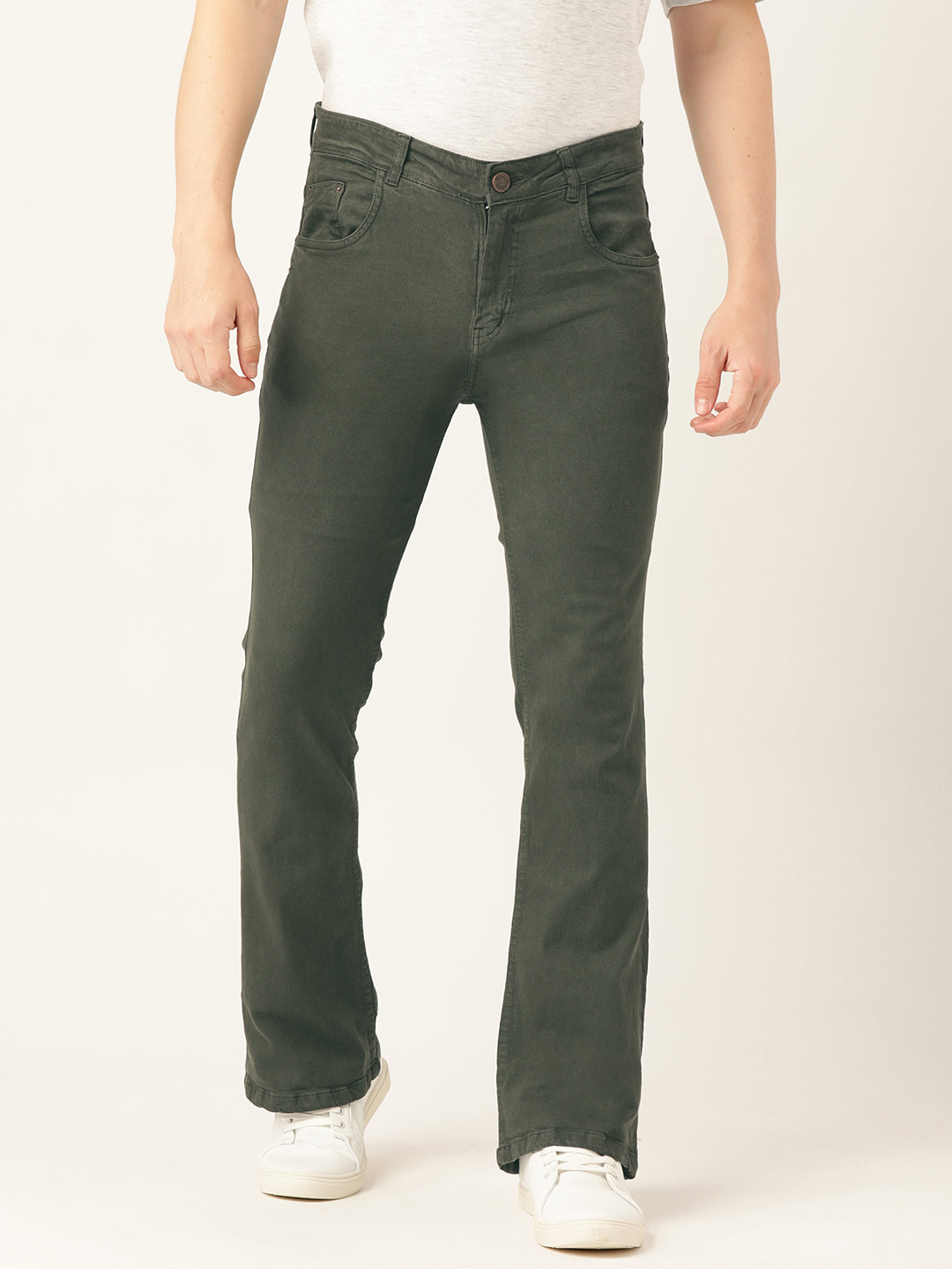 

PARIS HAMILTON Men Bootcut Stretchable Jeans, Olive