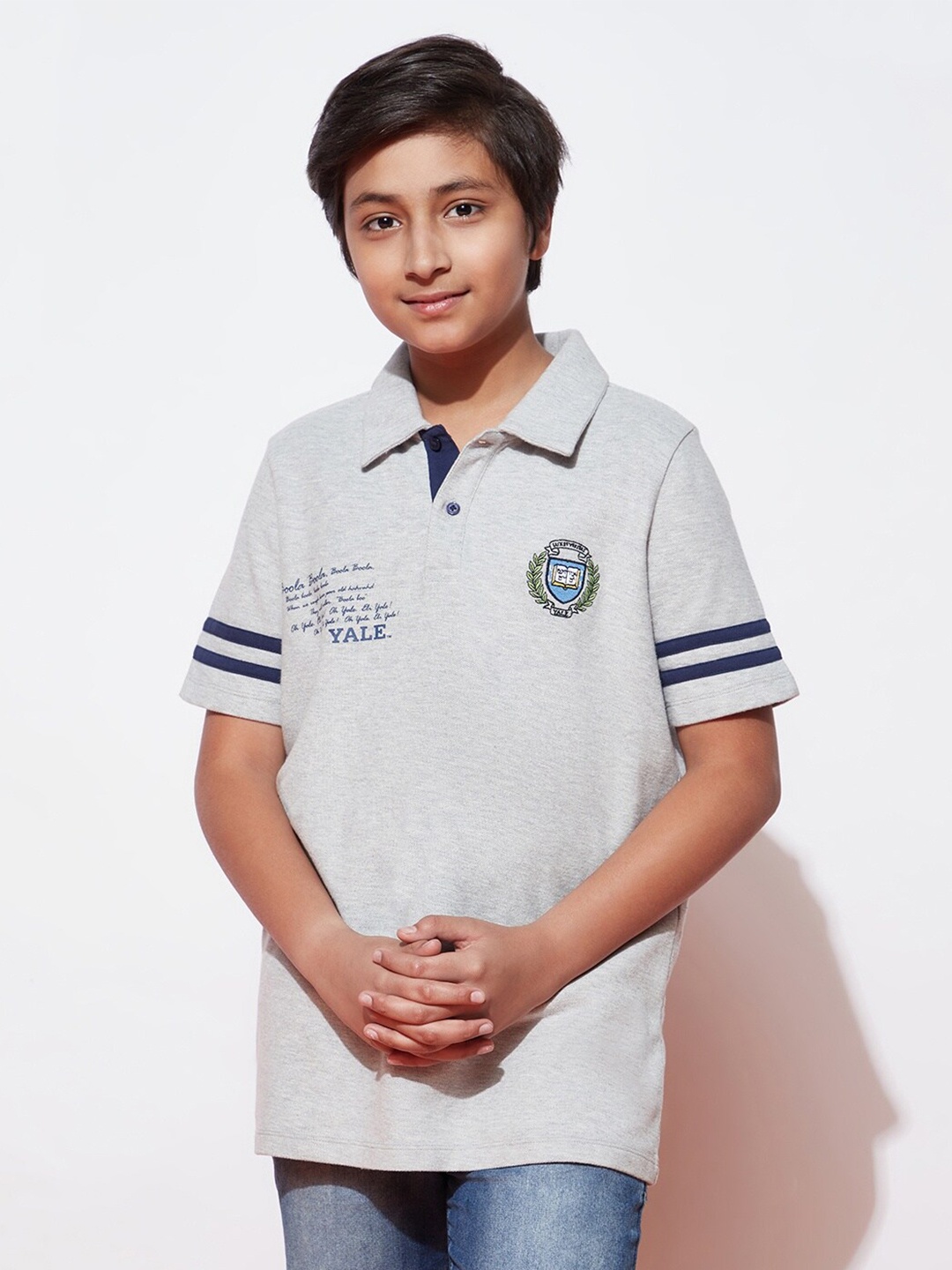

SPUNKIES Boys Polo Collar Organic Cotton Antimicrobial T-shirt, Grey
