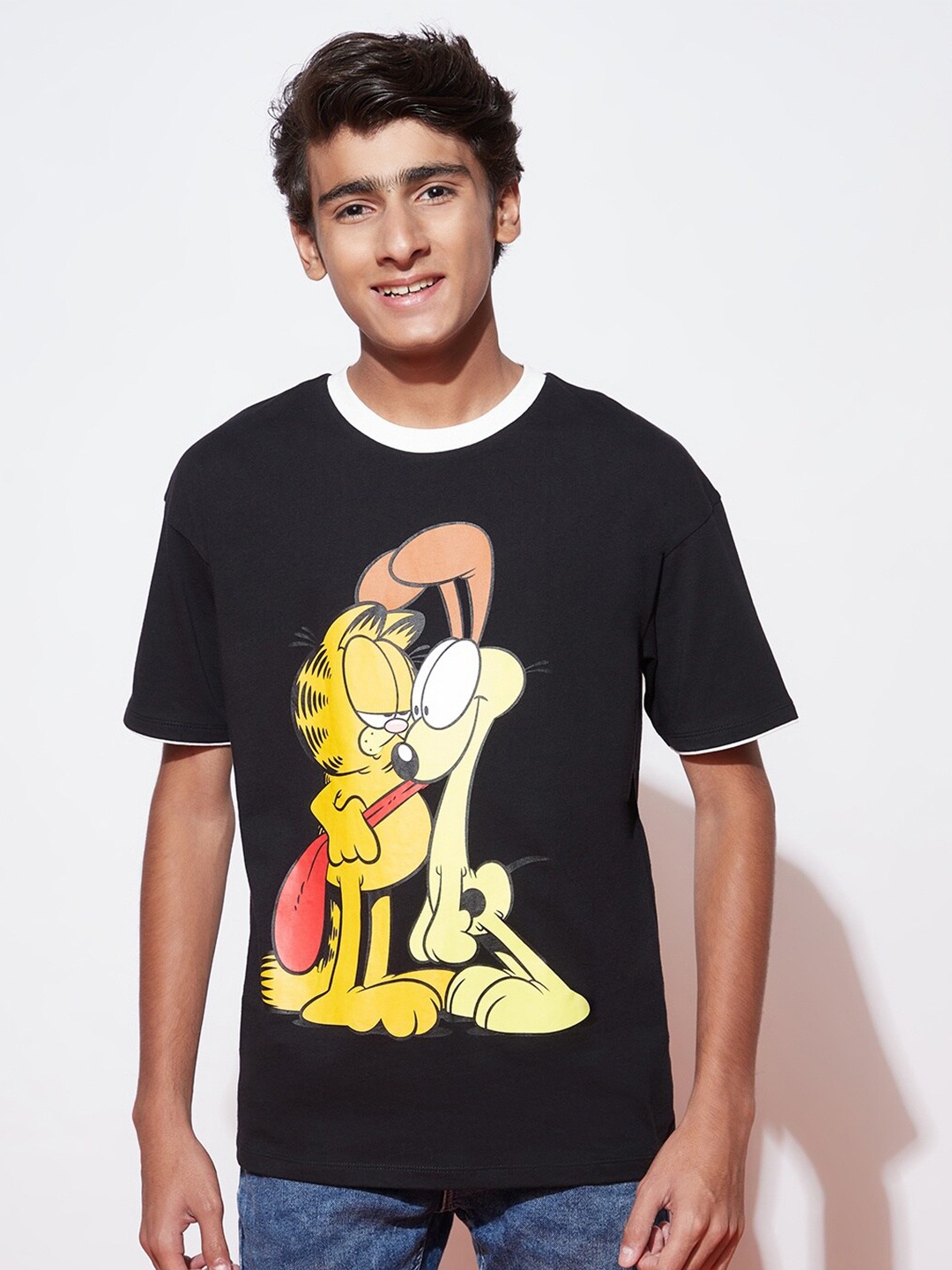

SPUNKIES Boys Garfield Printed Organic Cotton Antimicrobial T-shirt, Black