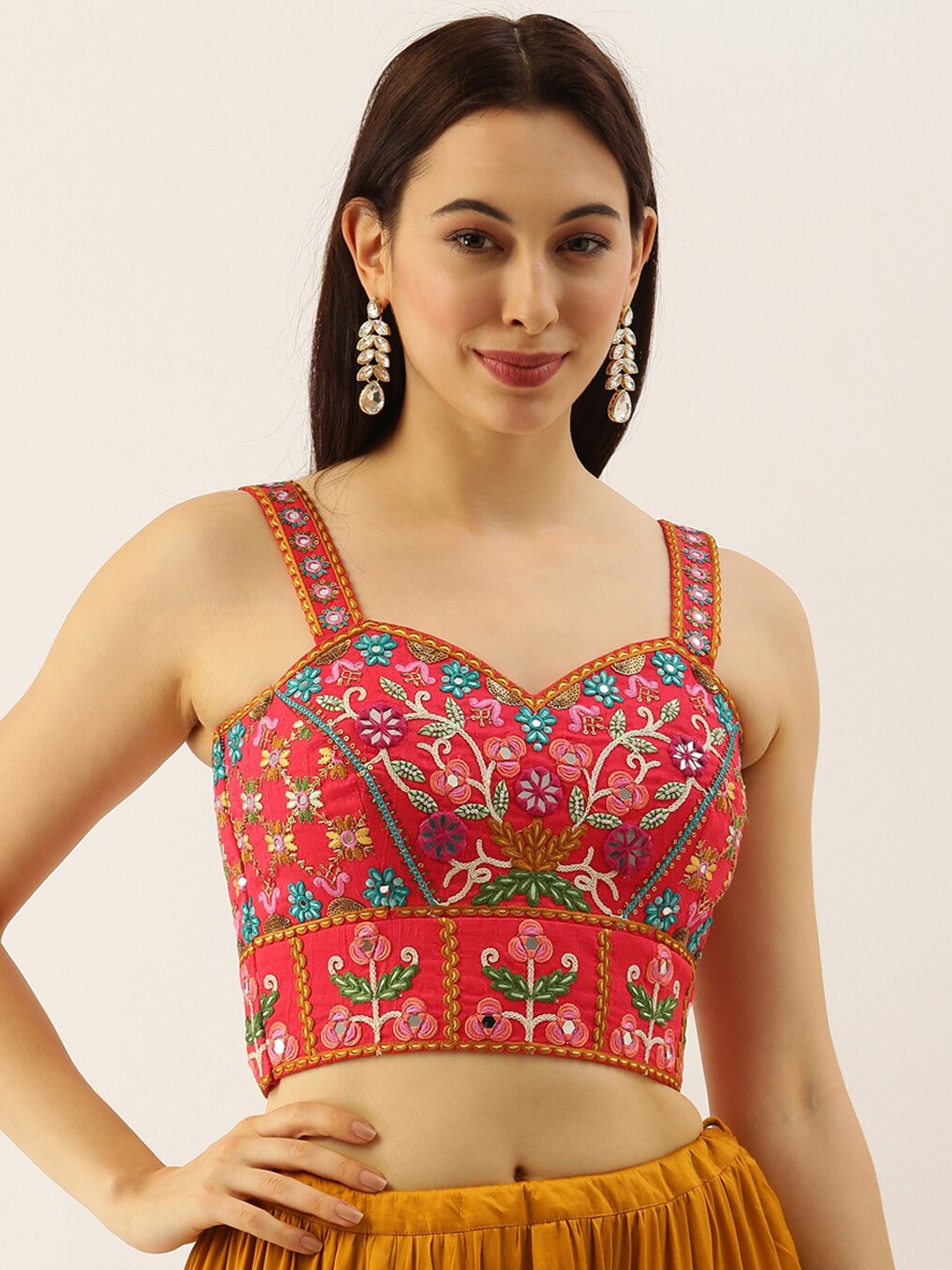 

panchhi Pure Art Silk Blouse Material, Pink