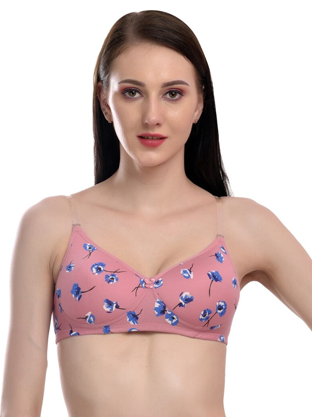 

Extoes Floral Printed Full Coverage Lightly Padded Cotton T-Shirt Bra With All Day Comfort, Pink