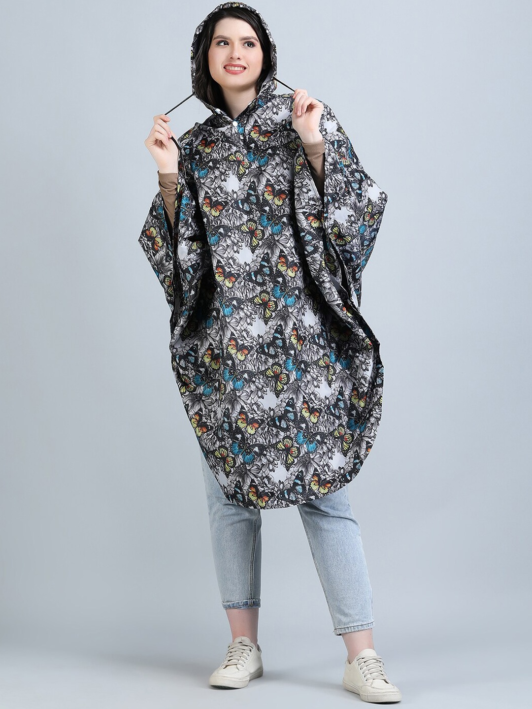 

Super Printed Hodded Rain Coat, Grey