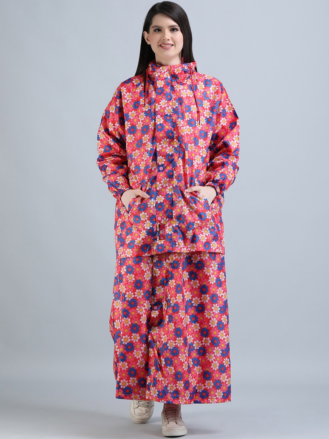 

Super Reversible Waterproof Rain Suit With Hood Belt & Carrying Pouch, Pink