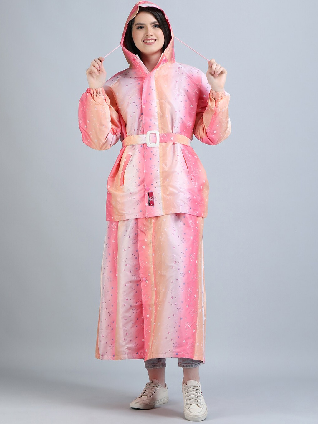 

Super Reversible Waterproof Rain Suit With Hooded Belt & Carrying Pouch, Pink