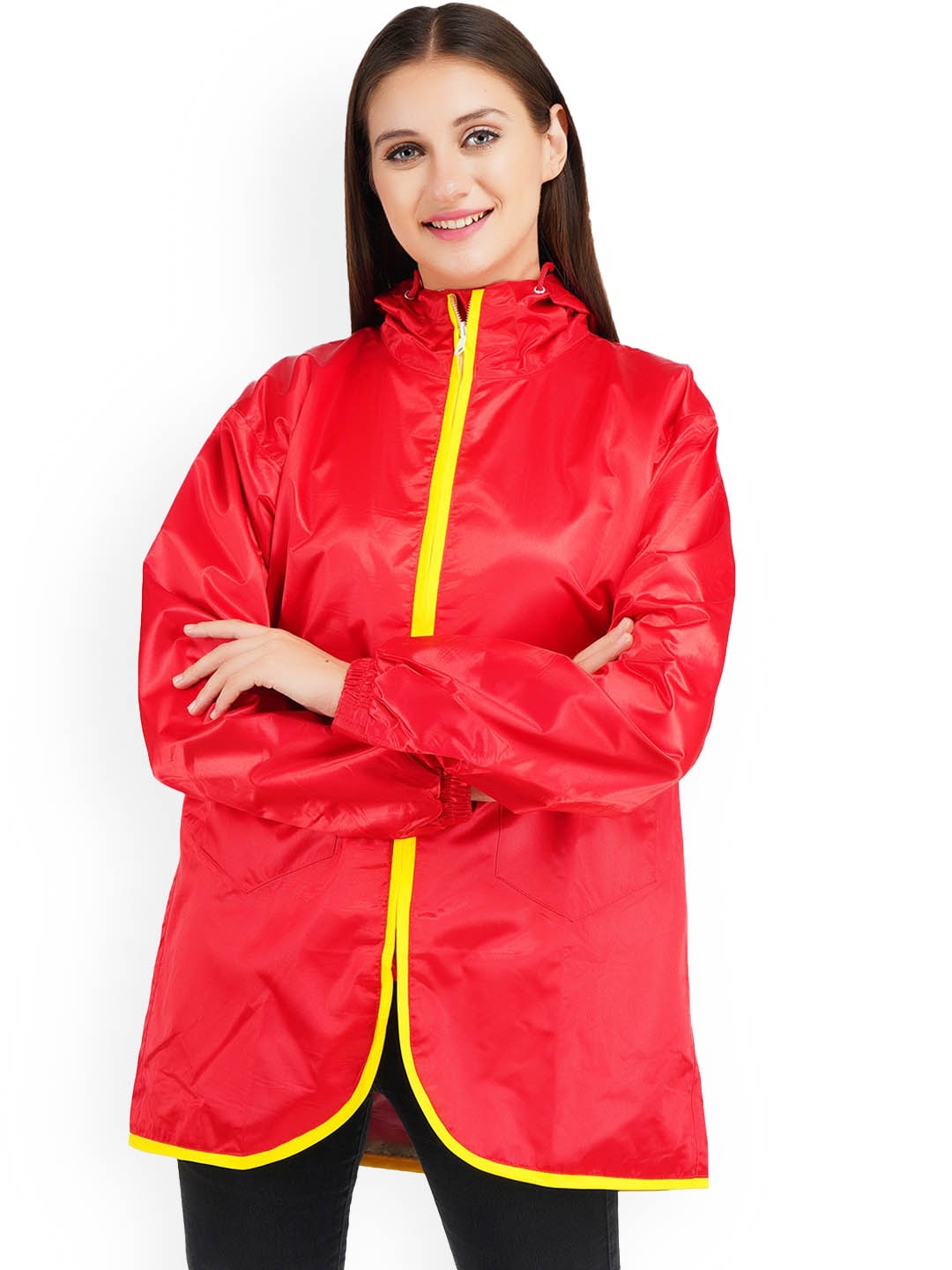 

Super Women Waterproof Long Rain Coat, Red