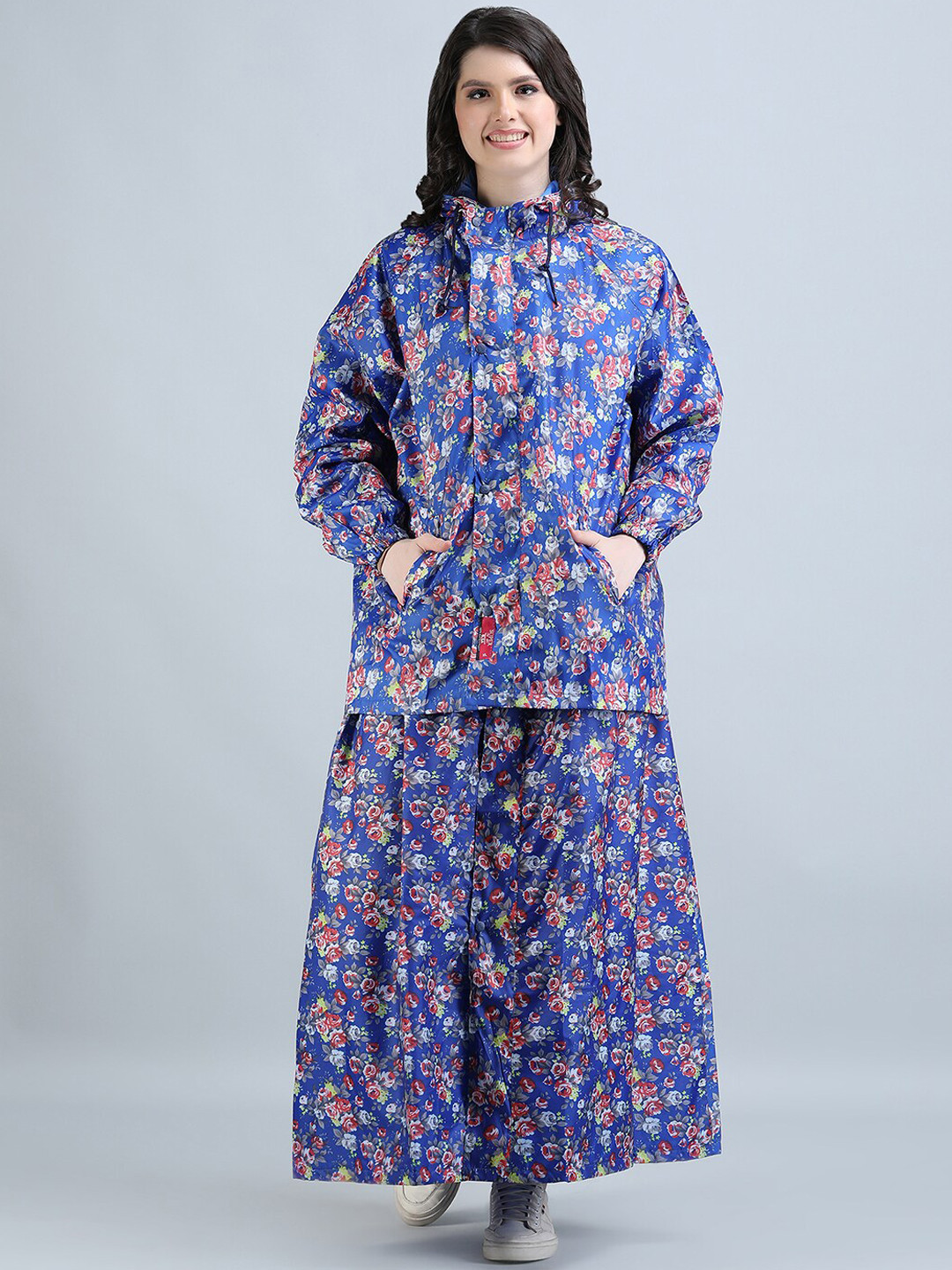 

Super Reversible Waterproof Rain Suit With Hood Belt & Carrying Pouch, Blue