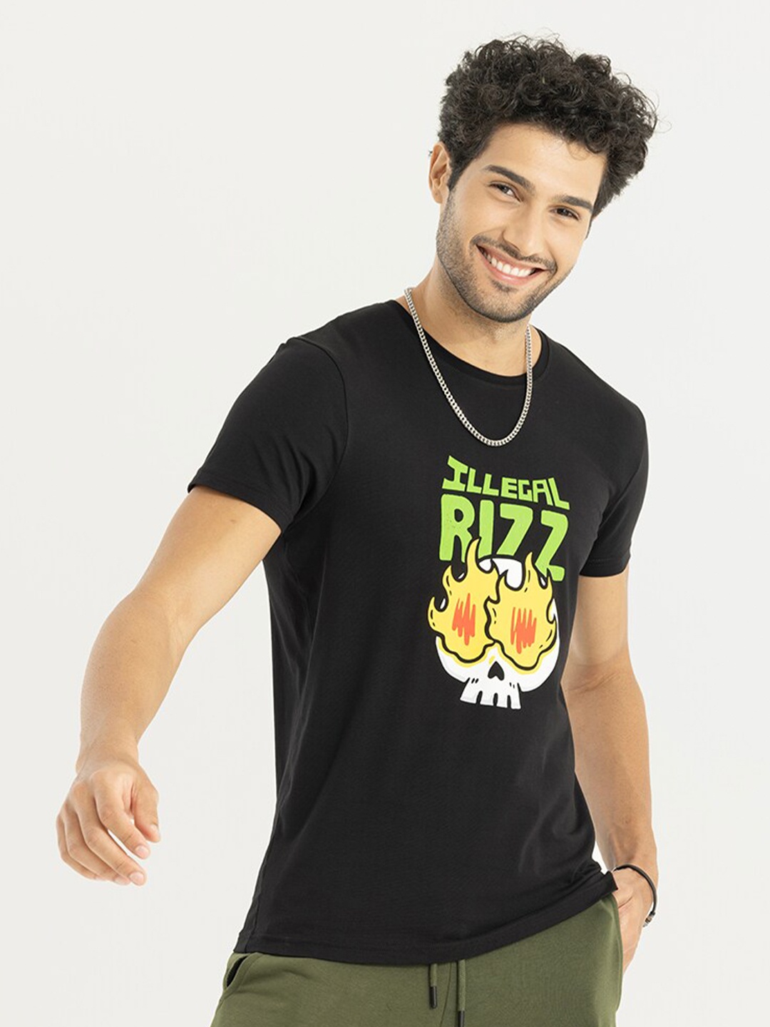 

Snitch Graphic Printed Cotton T-shirt, Black