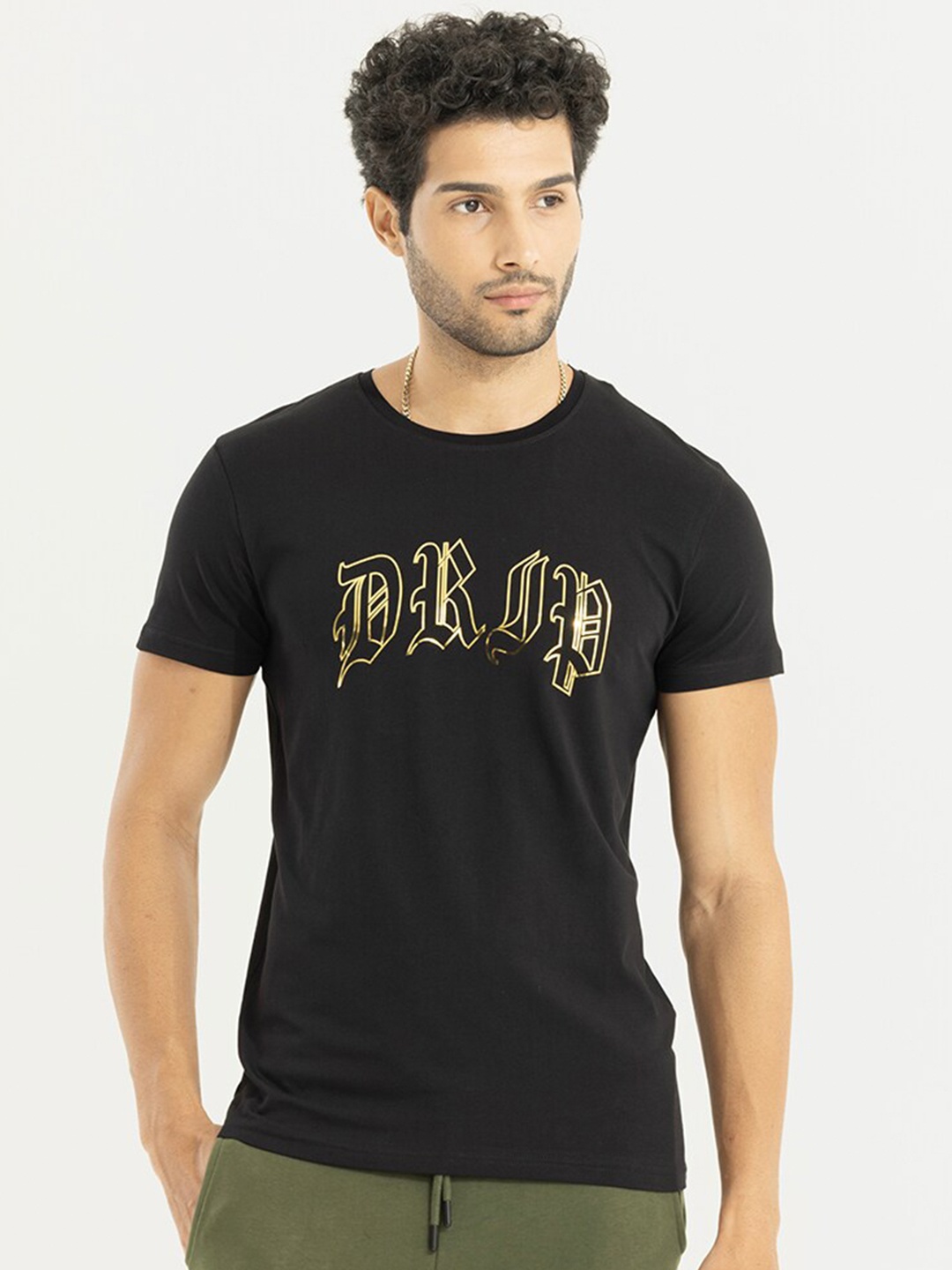 

Snitch Typography Printed Slim Fit Cotton T-shirt, Black