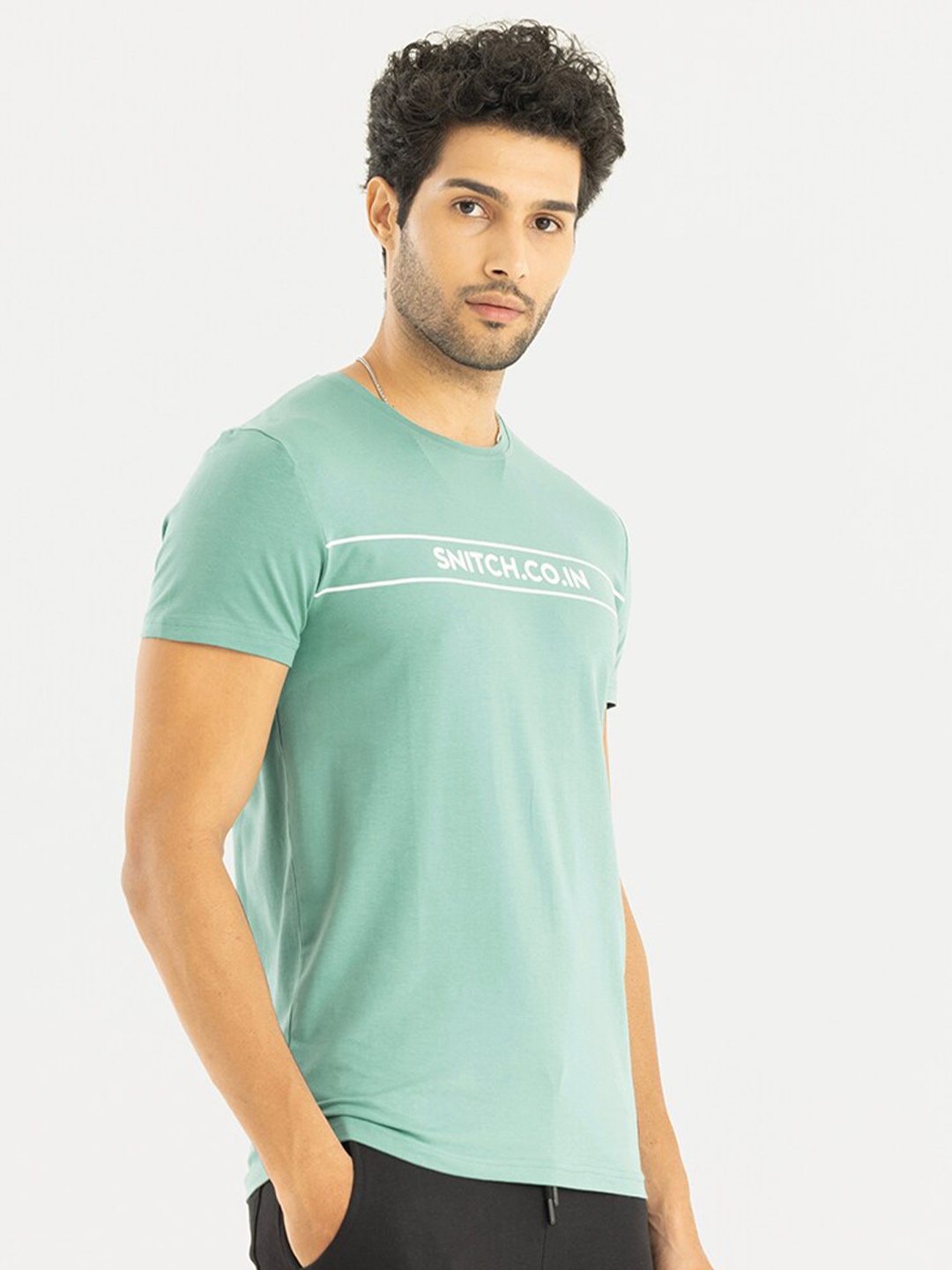 

Snitch Typography Printed Cotton T-shirt, Green