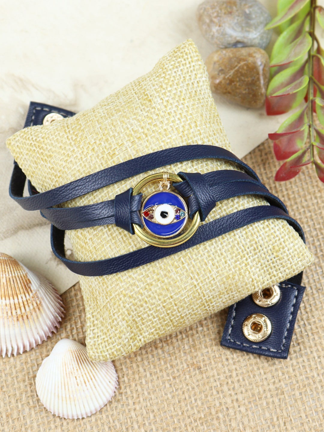 

Asthetika Men Evil Eye Charm Bracelet Rakhi, Navy blue