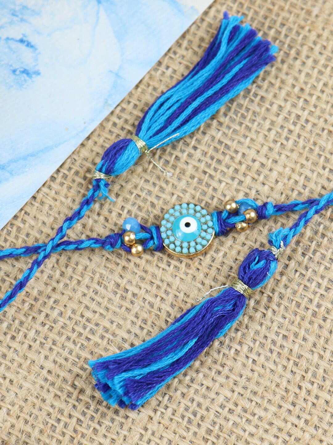 

Asthetika Men Evil Eye Charm Detail Rakhi, Blue