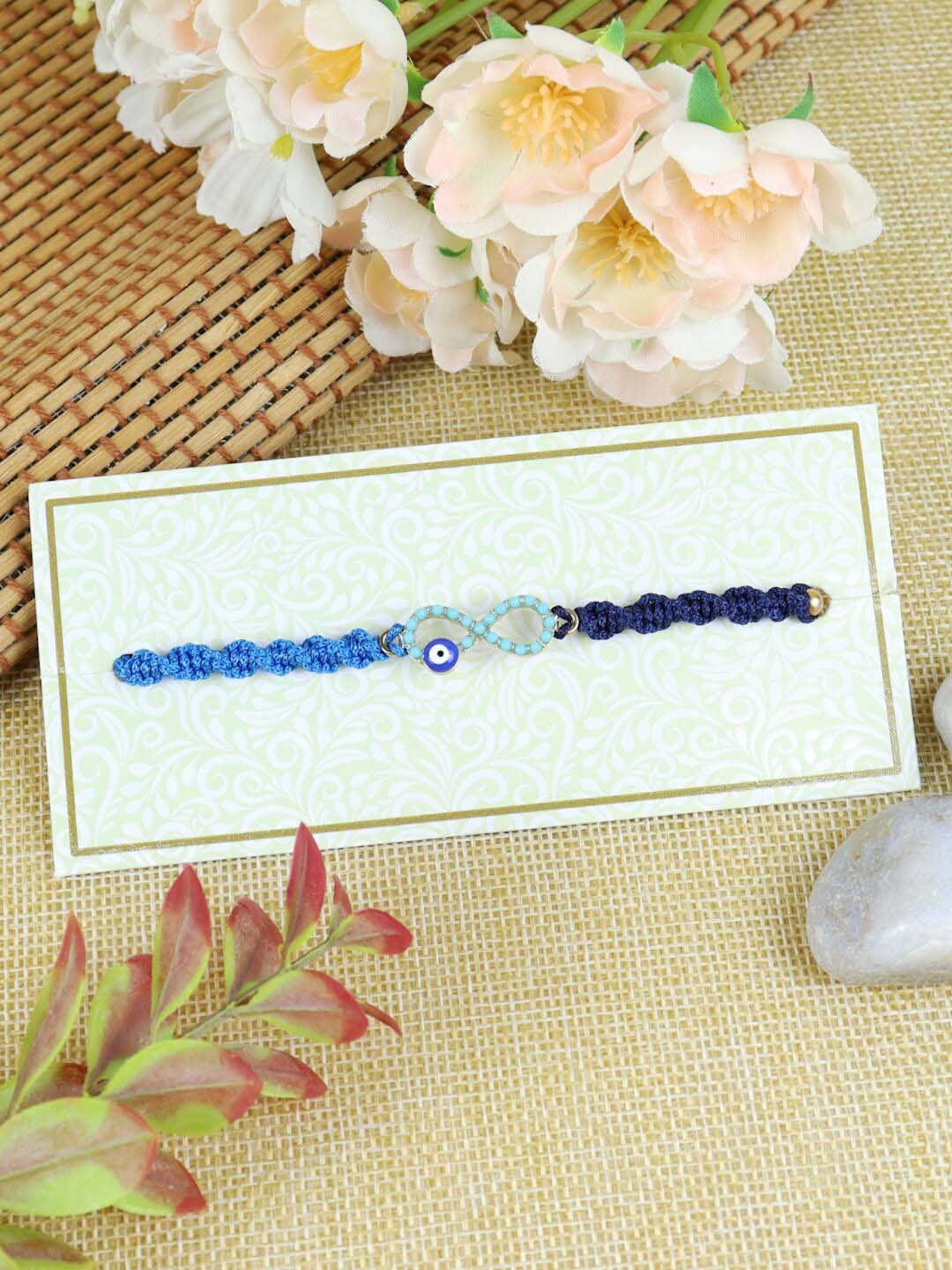 

Asthetika Men Infinity Evil Eye Charm Detail Rakhi, Blue