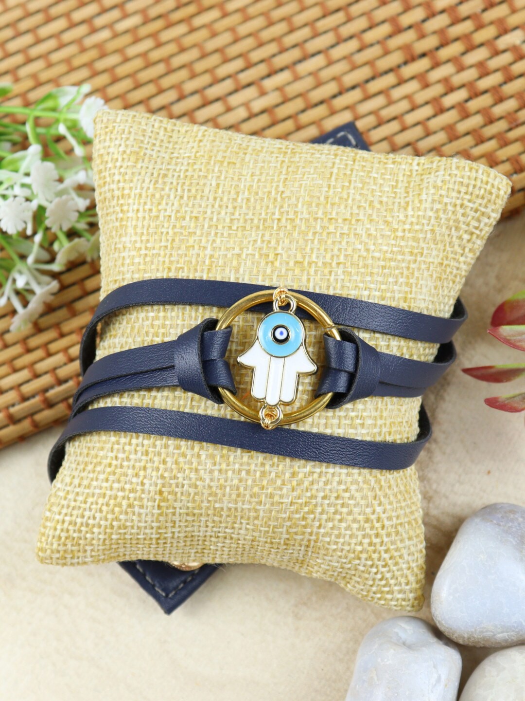 

Asthetika Men Hamsa Evil Eye Bracelet Rakhi, Blue
