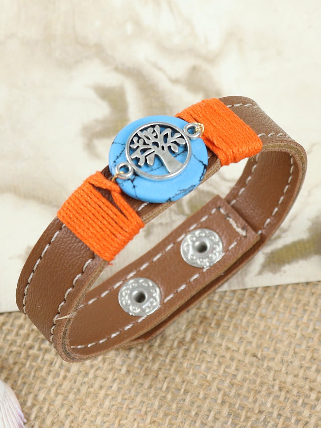 

Asthetika Men Tree of Life Bracelet Rakhi, Brown