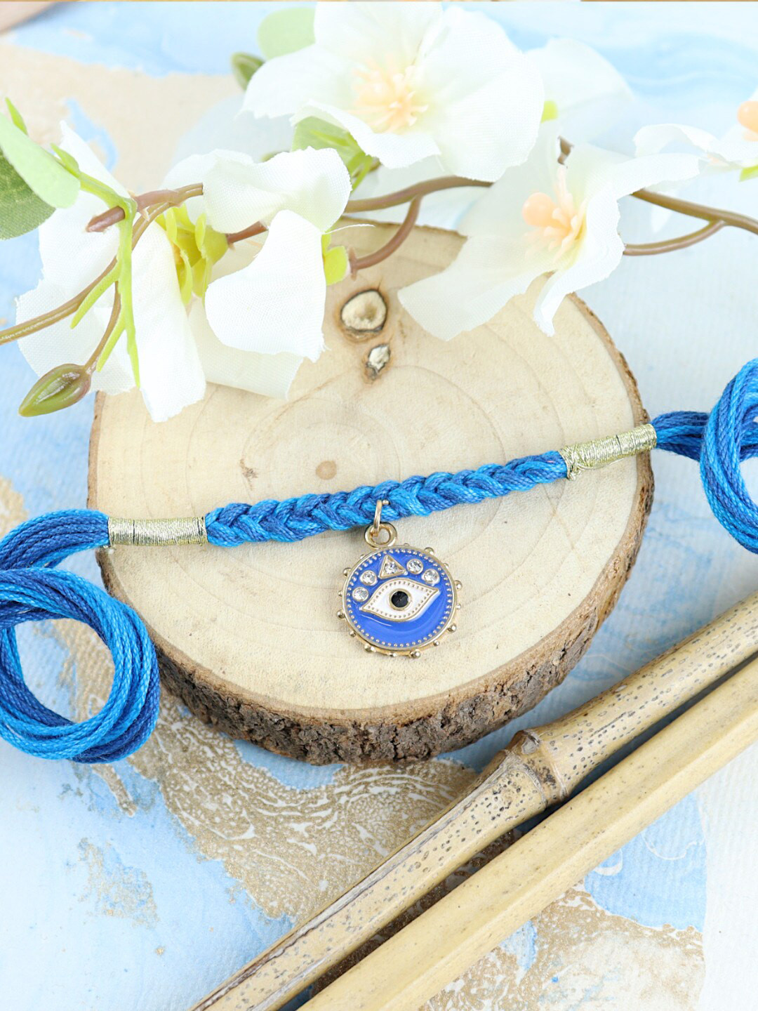 

Asthetika Men Evil Eye Charm Rakhi, Blue