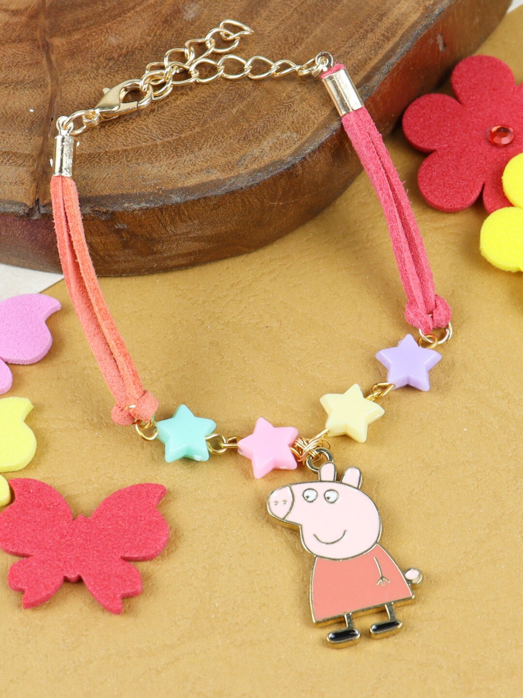 

Asthetika Kids Pig Cartoon Bracelet Rakhi, Pink