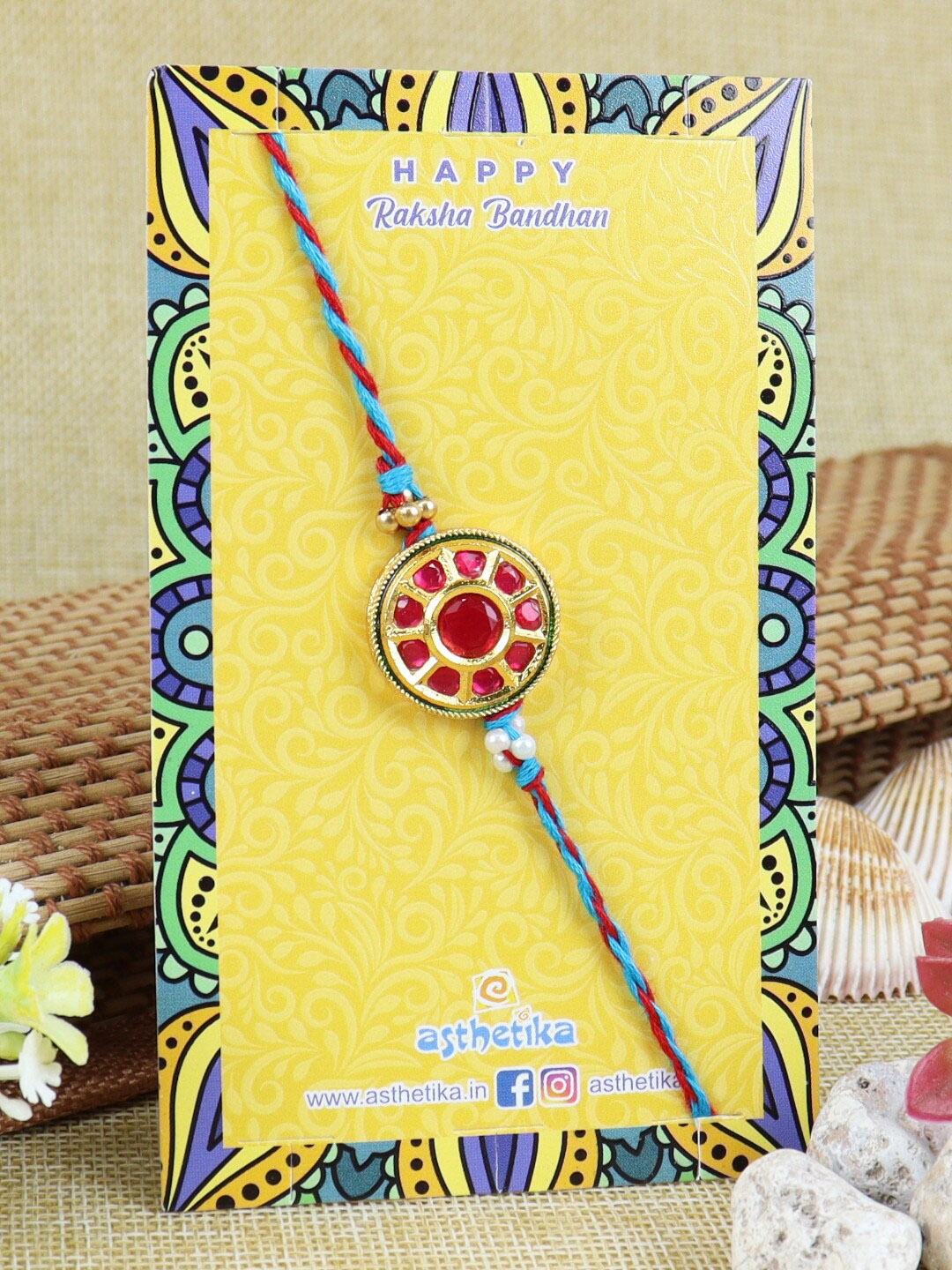 

Asthetika Men Kundan-Studded Rakhi, Blue