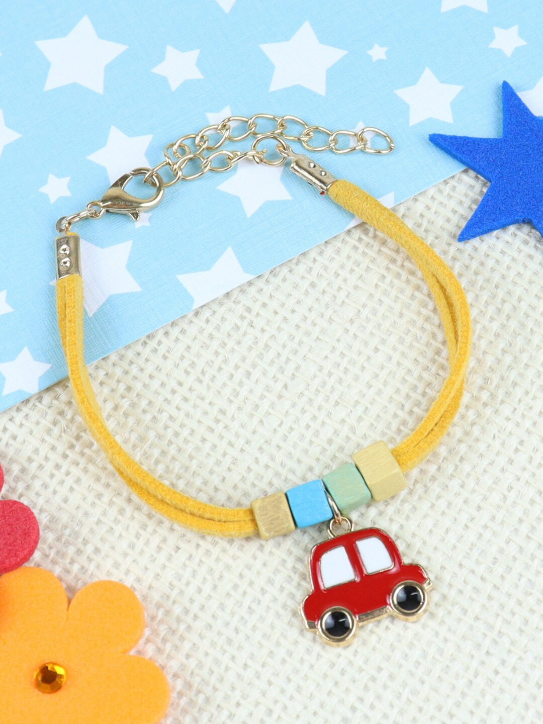 

Asthetika Kids Car Charm Bracelet Rakhi, Yellow