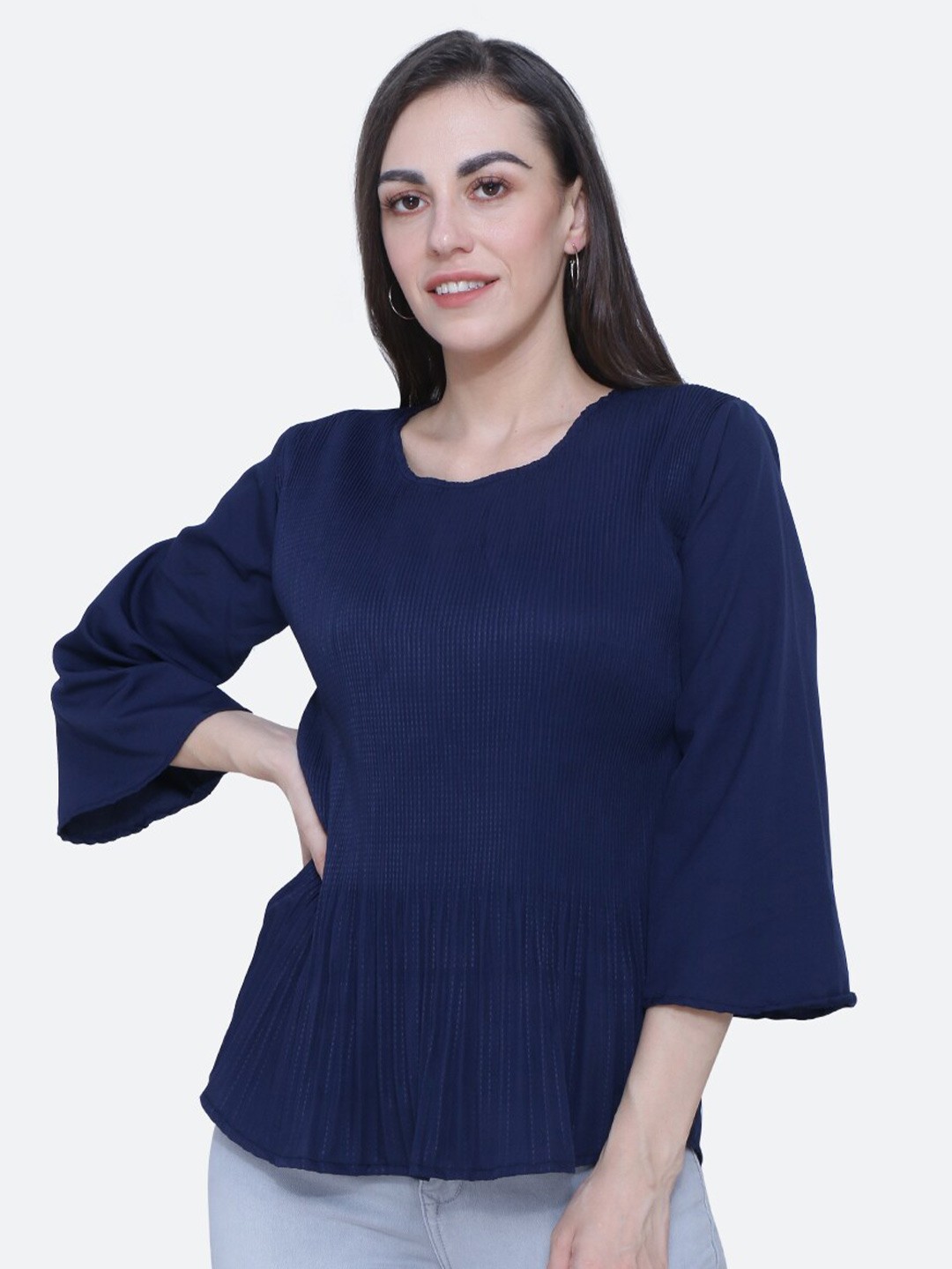 

BAESD Flared Sleeves Regular Top, Navy blue