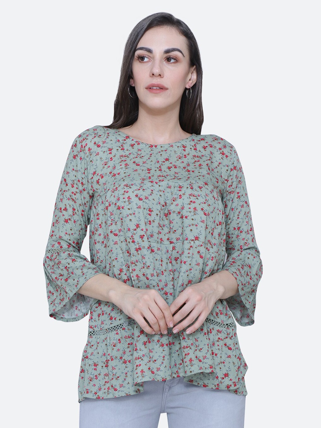

BAESD Floral Print Regular Top, Green