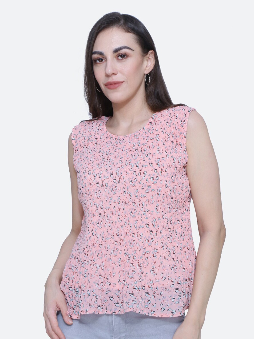 

BAESD Floral Print Sleeveless Regular Top, Pink