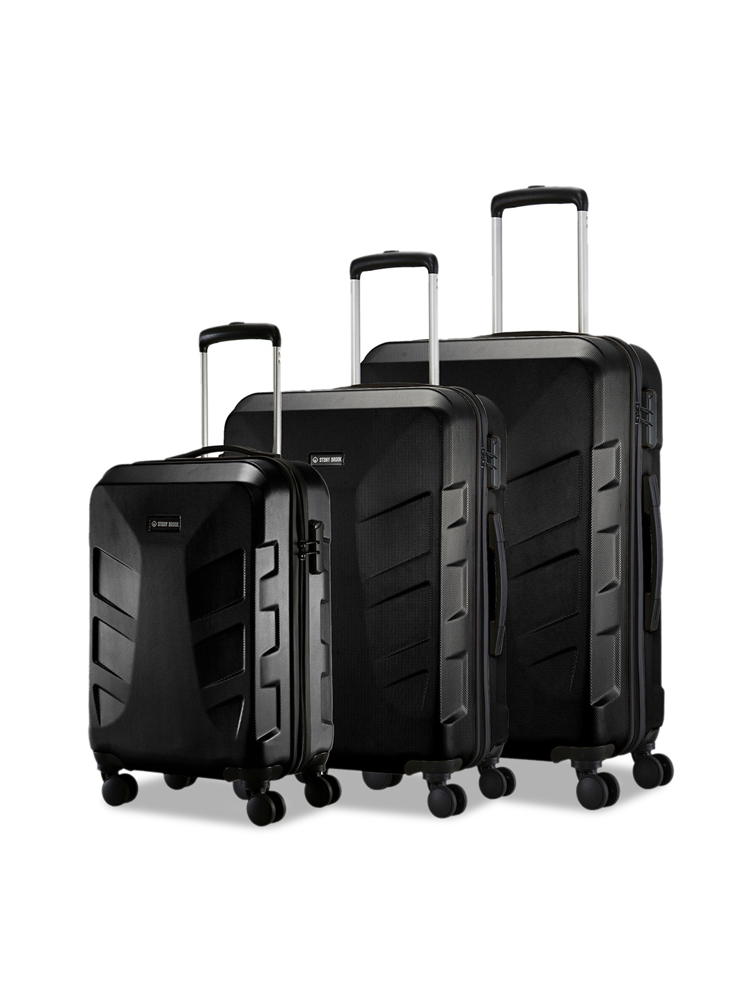 

Stony Brook by Nasher Miles Set Of 3 Textured Hard-Sided Trolley Suitcases, Black