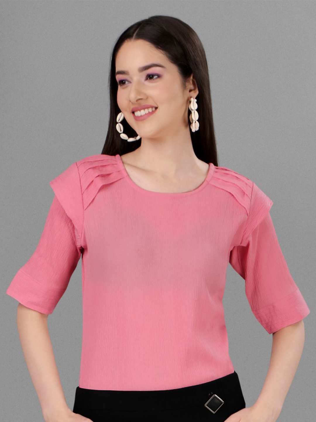 

Kinjo Pleated Detailing Regular Top, Pink