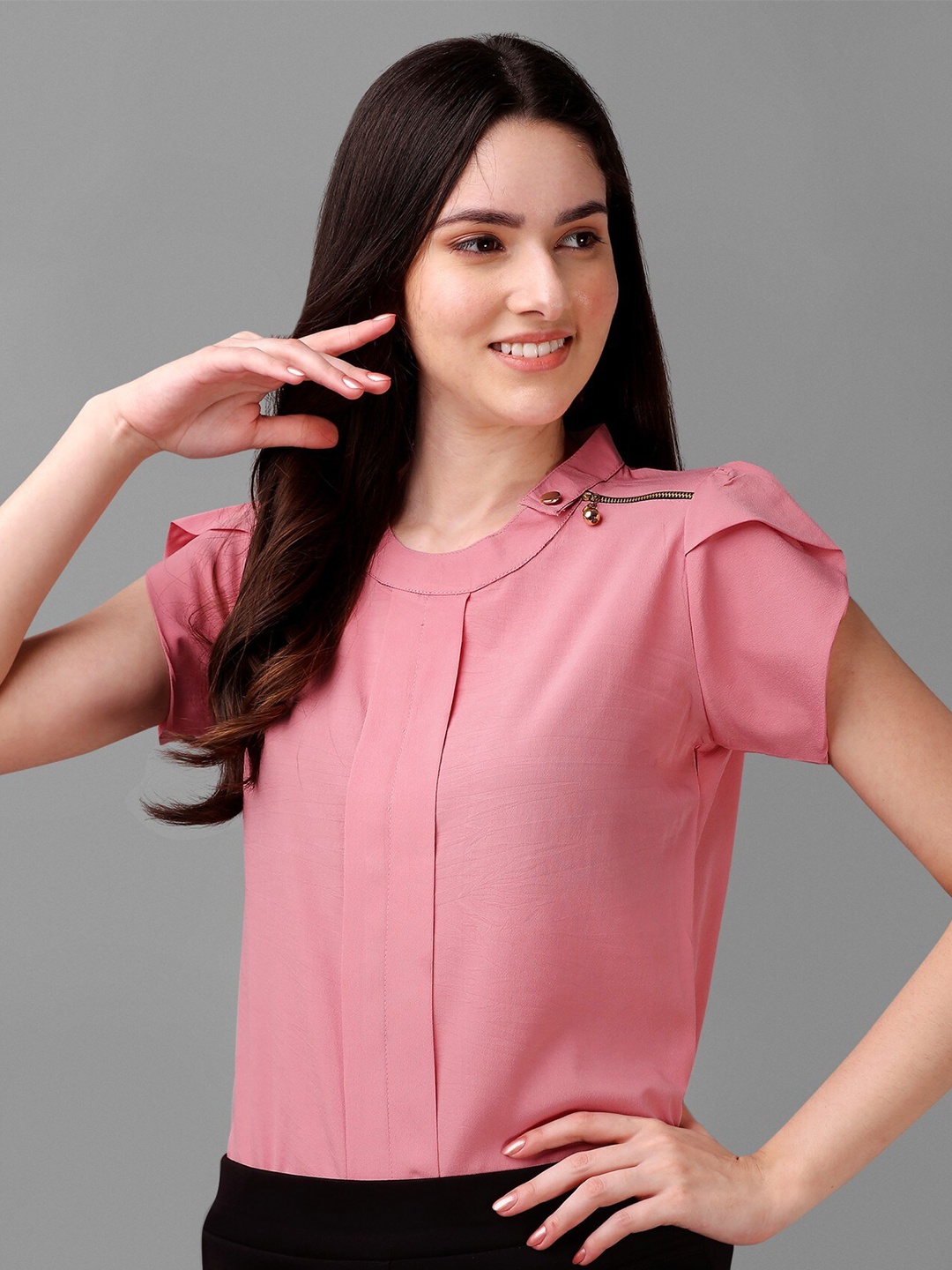 

Kinjo Zip Detailing Regular Top, Pink