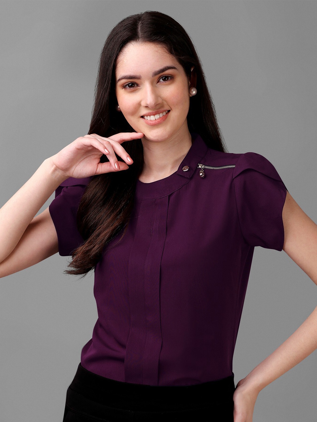 

Kinjo Zip Detailing Regular Top, Purple