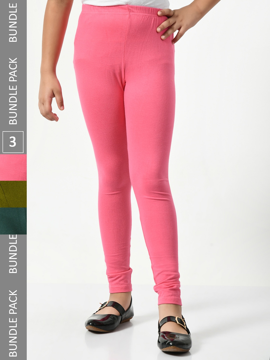 

BAESD Pack Of 3 Churidar-Length Leggings, Pink