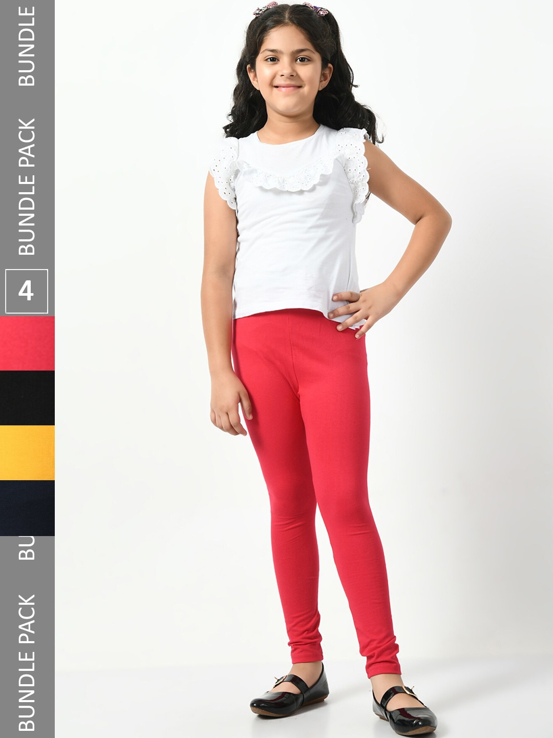 

BAESD Pack Of 4 Churidar-Length Leggings, Pink