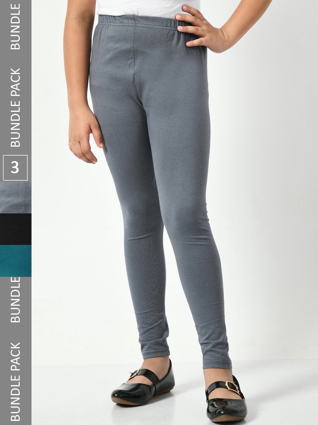 

BAESD Girls Pack Of 3 Churidar-Length Leggings, Black