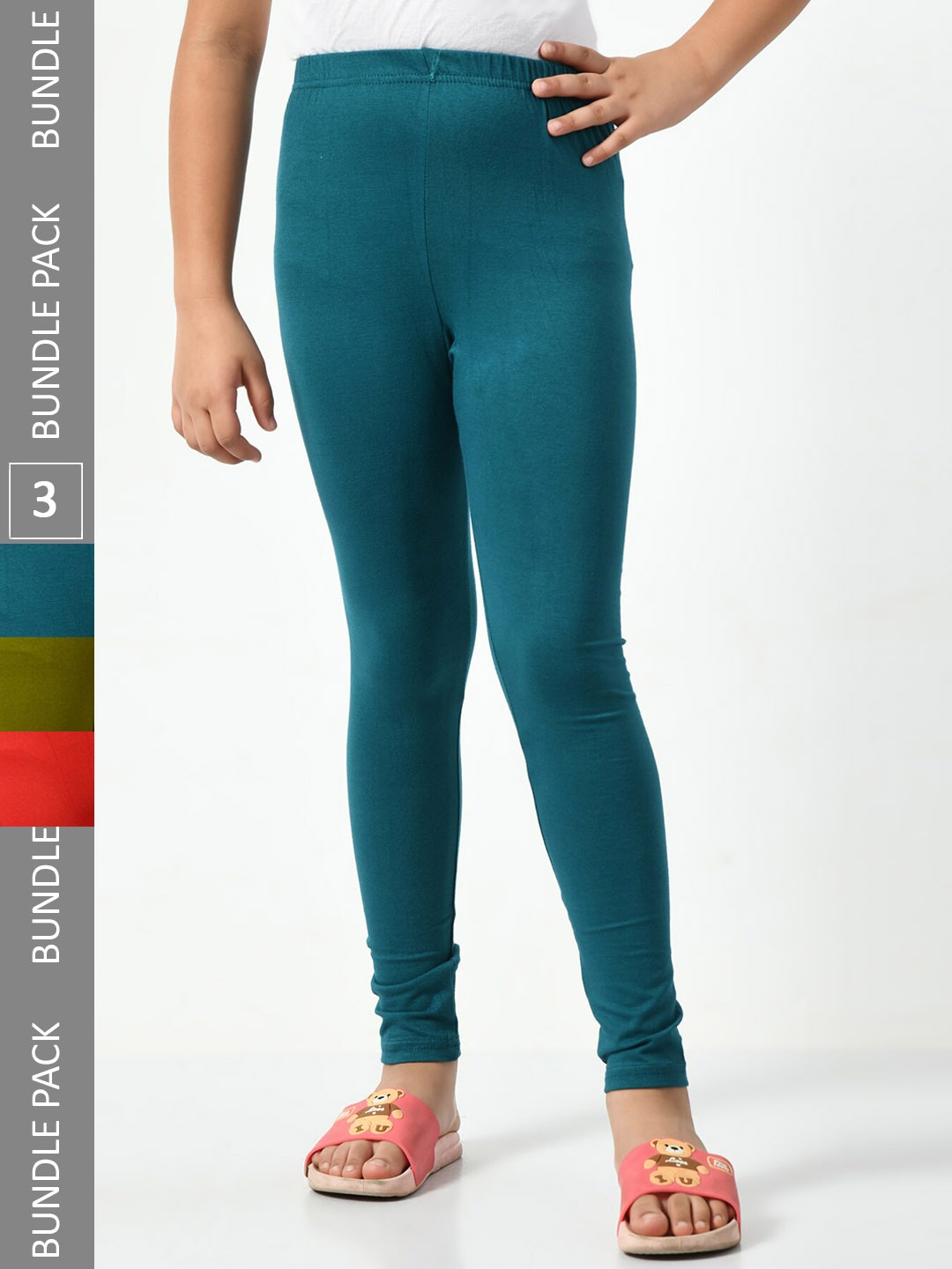 

BAESD Girls Pack Of 3 Churidar Length Leggings, Green