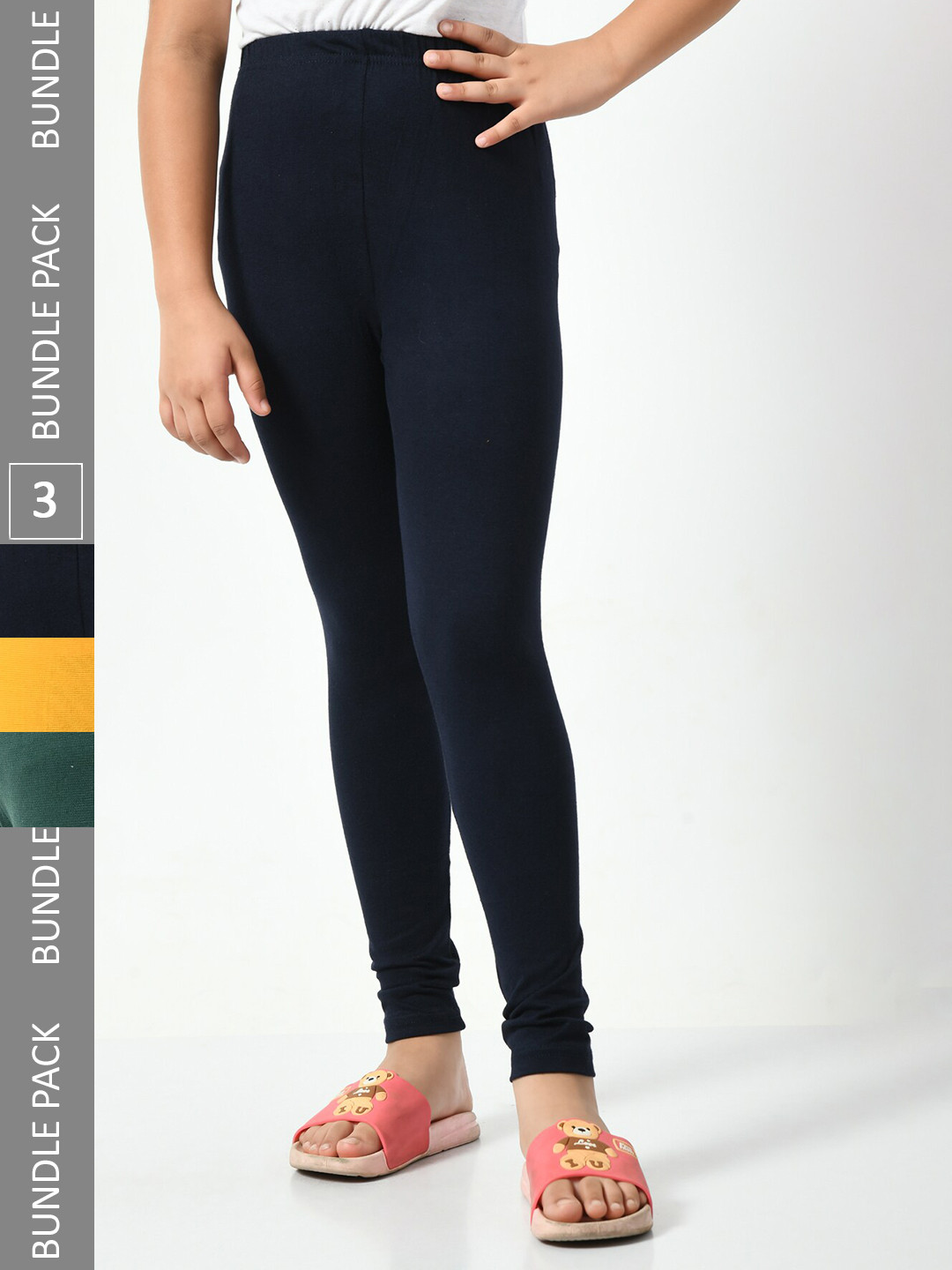 

BAESD Girls Pack Of 3 Churidar-Length Leggings, Black