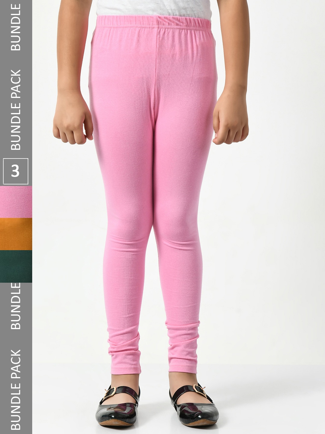 

BAESD Girls Pack Of 3 Churidar-Length Leggings, Pink